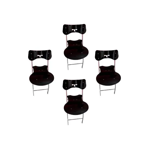 Set of 4 chairs with steel structure (black), Ozzio image