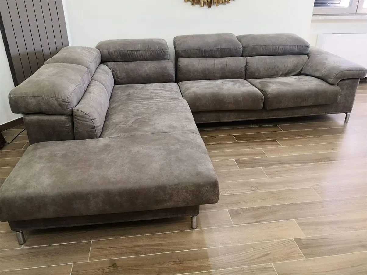 Divano 3 posti Giulia con penisola tessuto (grigio), Biel 2