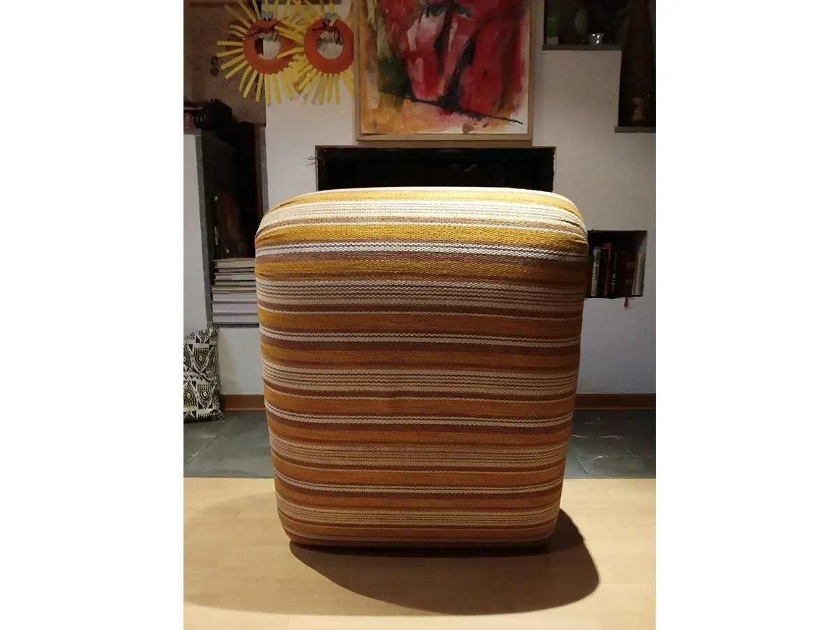Poltrona vintage Bruco rivestita in tessuto (arancione) 7
