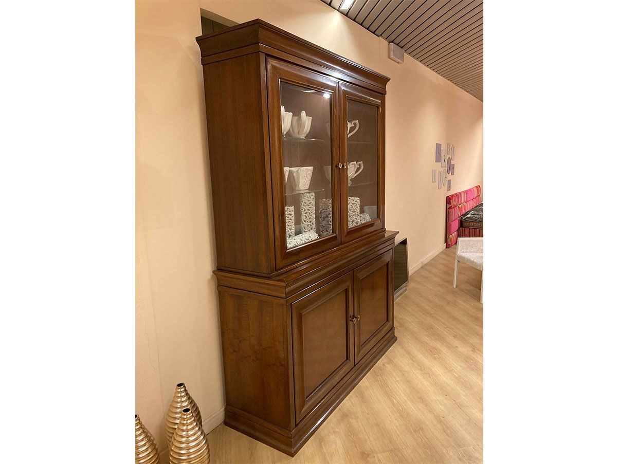 Il numero 1 del risparmio-CREDENZA VINCY CON 2 CASSETTI E VETRINA  75X39X190CM BIANCA