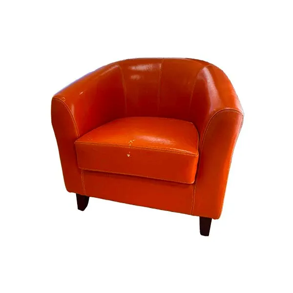 Ethnic oval leather armchair (orange), Vacchetti image