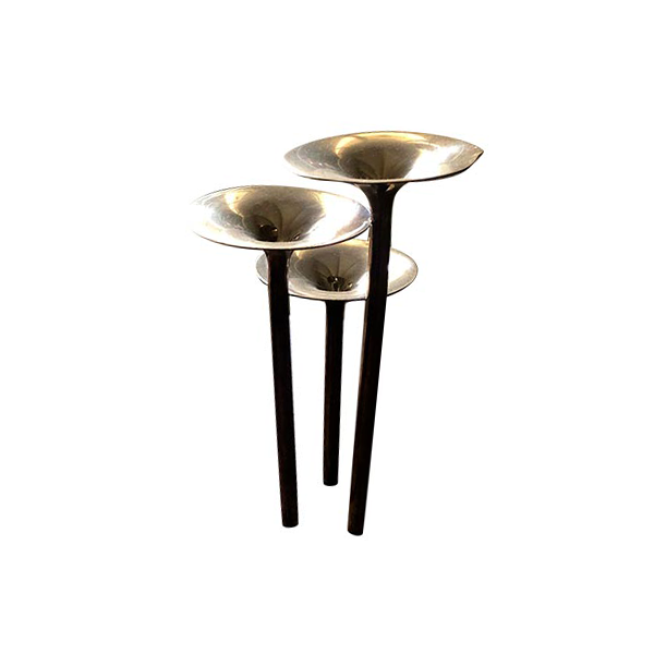 Composition of 3 metal candle holder, Christofle