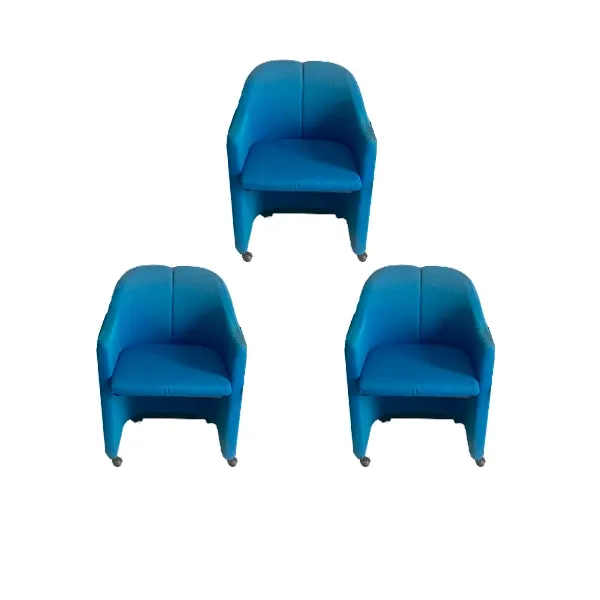 Set of 3 PS 142 armchairs by Eugenio Gerli (light blue), Tecno image