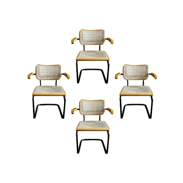 Set of 4 Cesca chairs by Marcel Breuer with armrests, Alivar image