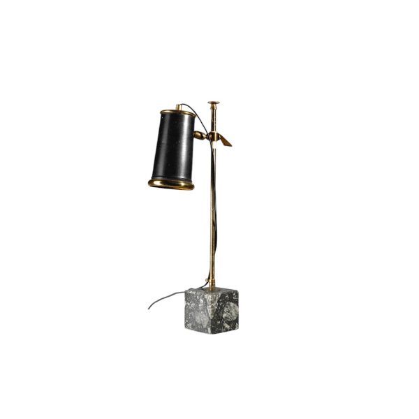 Lampada da tavolo/scrivania in metallo laccato e marmo grigio (anni '60), image