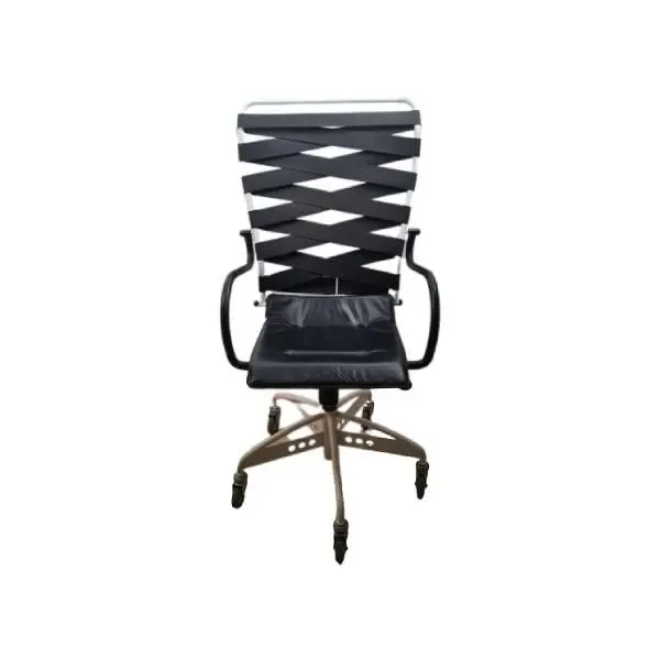 Canasta armchair in steel and vintage leather, Heron Parigi image