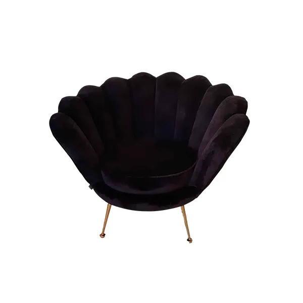 Trapezium armchair in brass and velvet (black), Eichholtz image