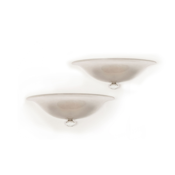 Pair of vintage Murano glass wall lamps (white), image