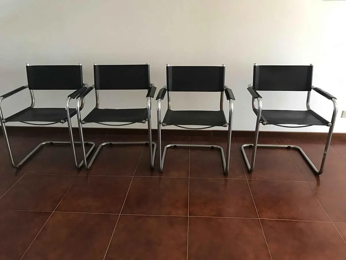 Set 4 sedie B34 di Marcel Breuer pelle (nero) 1