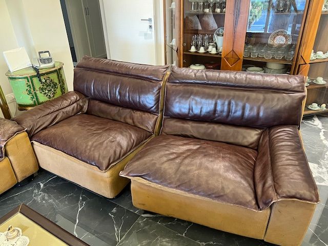 Set di 4 divani 4 posti vintage Linea Safari 2 Redwall di Carlo Bartoli 16
