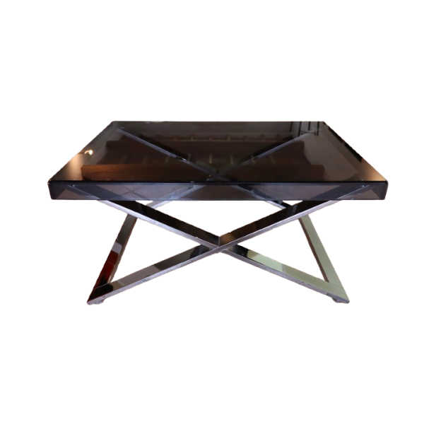 Beistelltisch Aster X aus glänzend verchromtem Aluminium und Rauchglas image