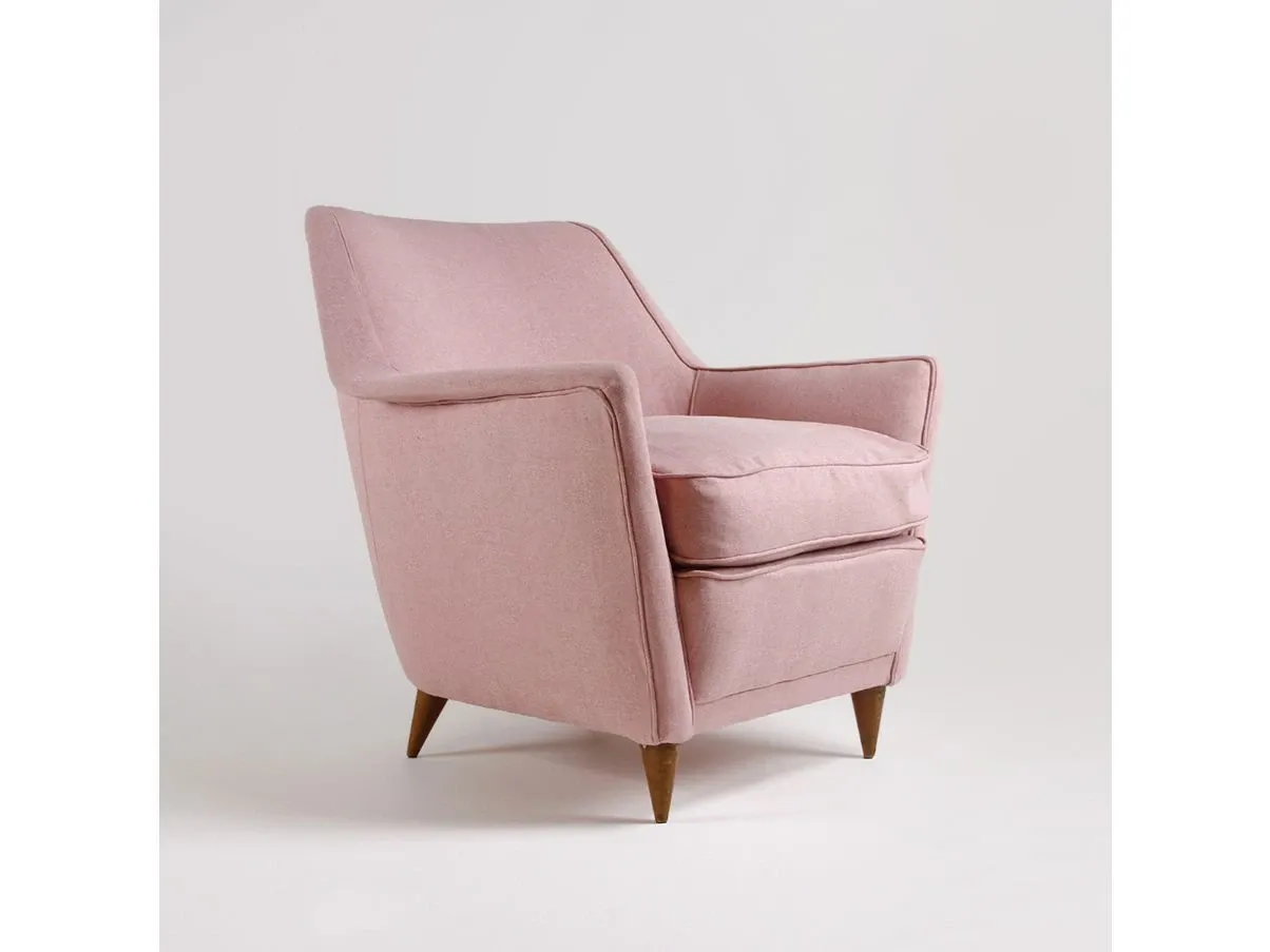 Poltrona vintage in tessuto rosa (anni '50),  1