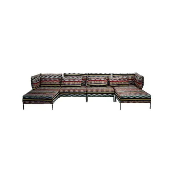 Modular sofa in multicolored fabric with cushions, Missoni image