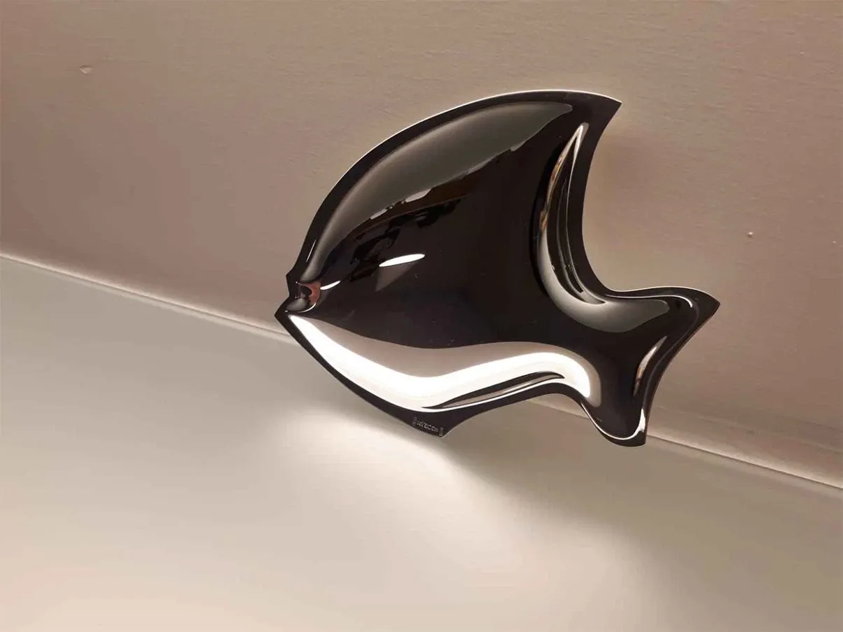 Elegante centrotavola a forma di pesce in argento, De Vecchi 1