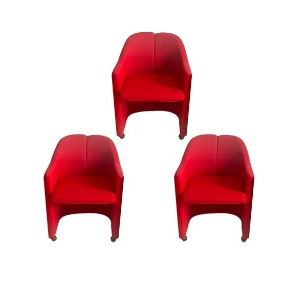 Set of 3 PS 142 armchairs by Eugenio Gerli (red), Tecno image