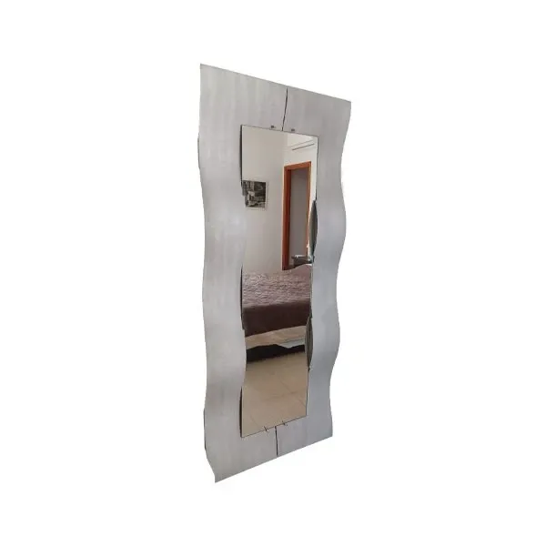 Vintage engraved aluminum full-length mirror (1970s) 