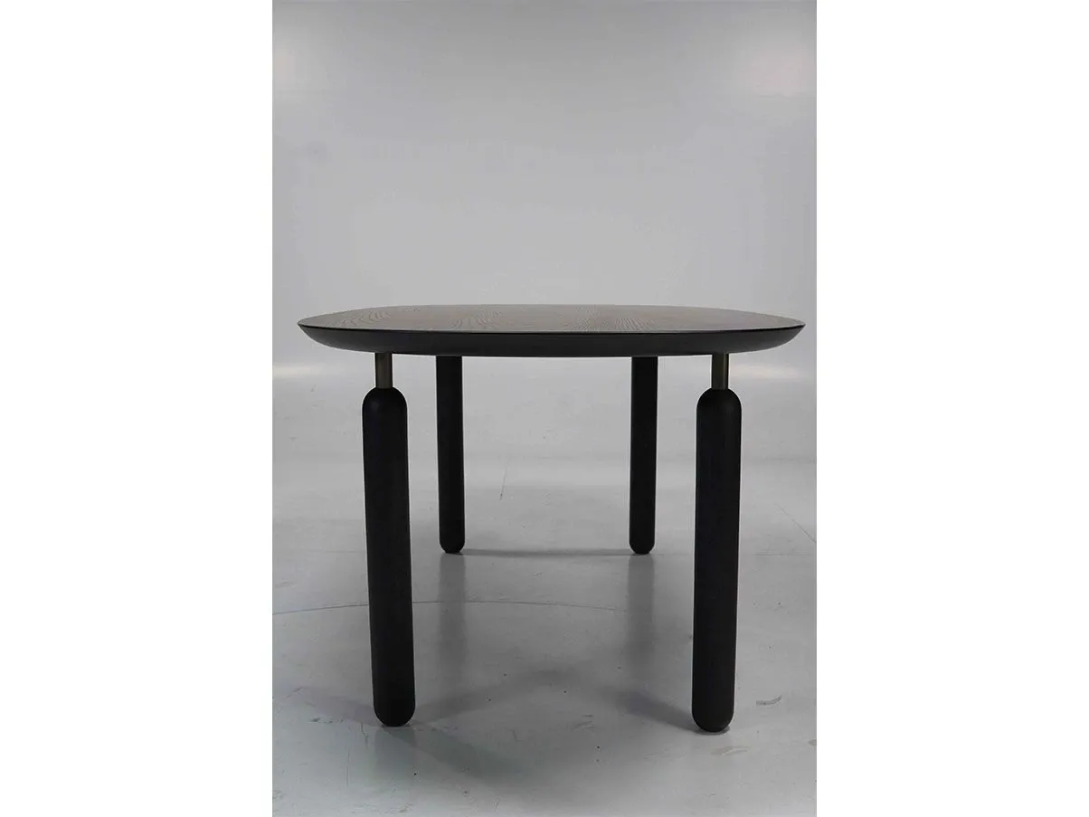 Ellipse oval table in brass and wood (black) 