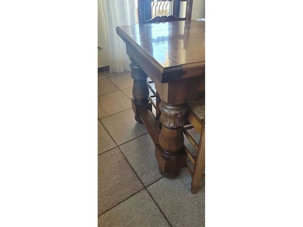 Set tavolo rettangolare e 6 sedie in legno (anni '80) 3