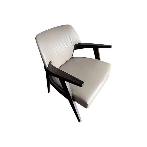 Escape armchair in dove gray leather, Busnelli image