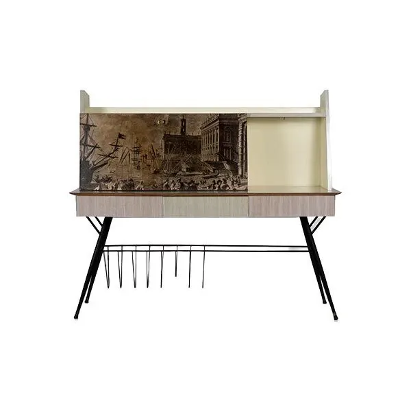 Vintage screen-printed bar cabinet with magazine rack (1960s), image