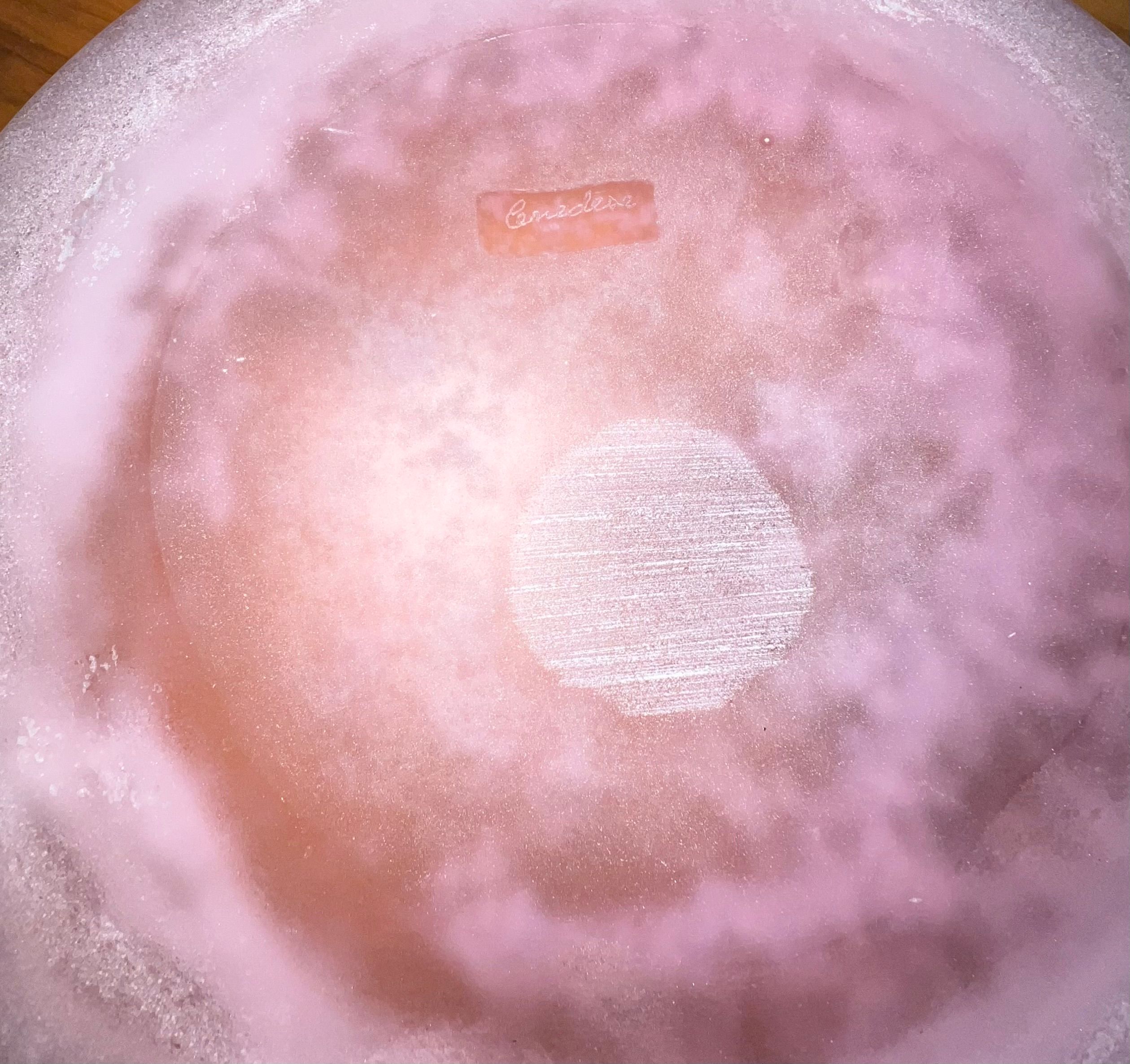 Murano Glas Teller rosa Brand