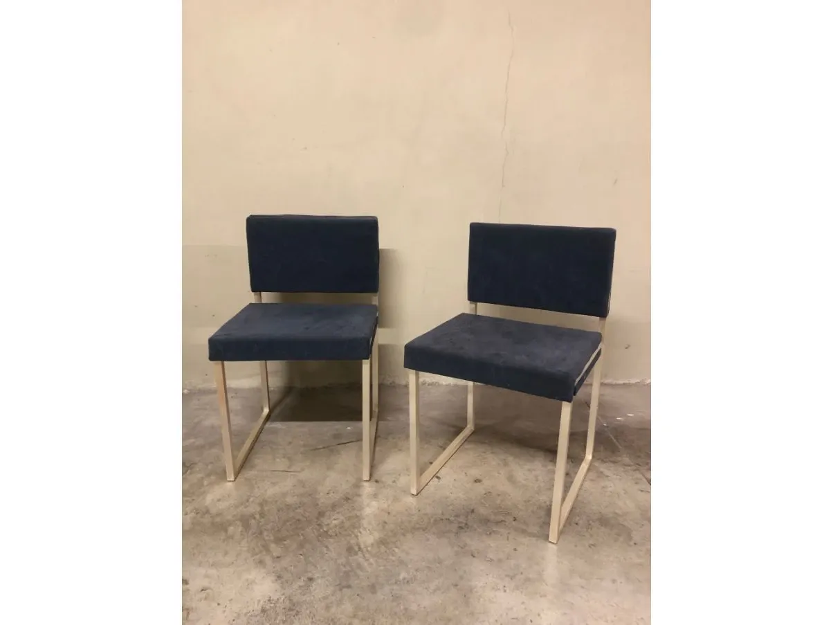 Set of 2 vintage chairs in blue velvet, Lino Sabattini image