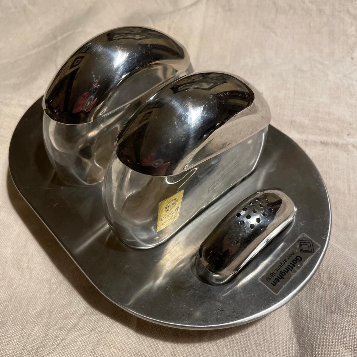 Stainless steel and silver condiment set (70s), Gottinghen  Main