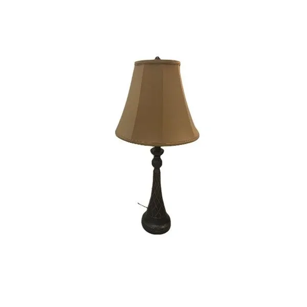 Vintage table lamp in copper and leather, Currey & Company image