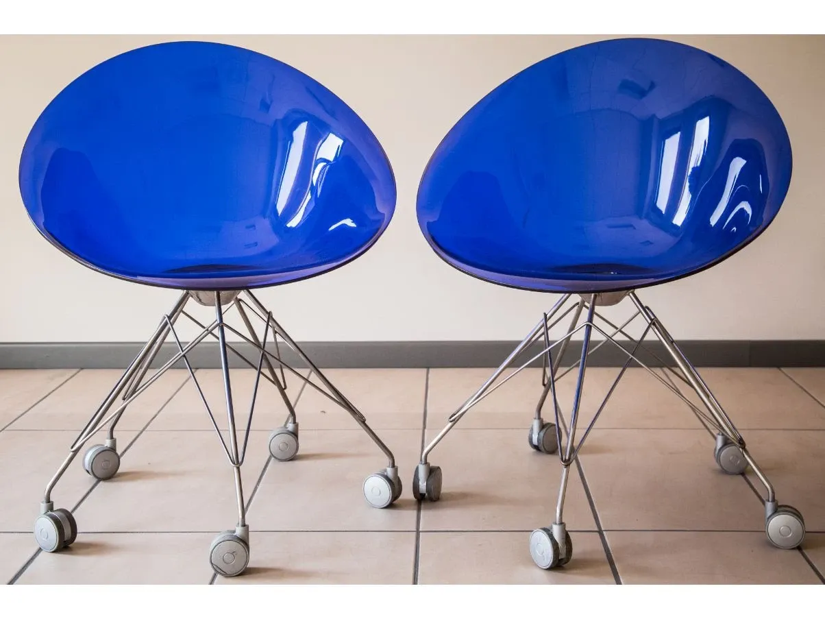 Set of 2 blue Eros chairs, Kartell image