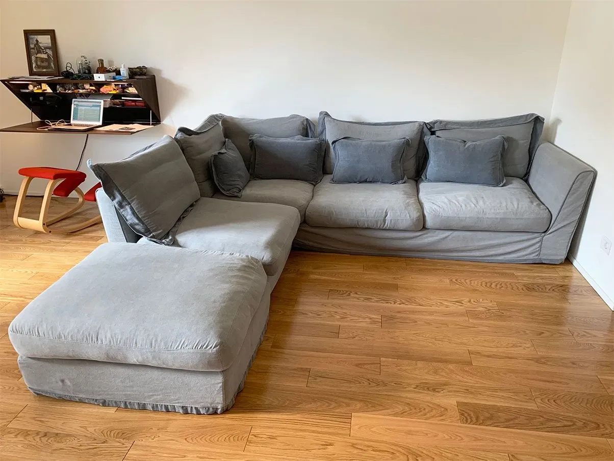Virtuose corner sofa with pouf (light blue) 3
