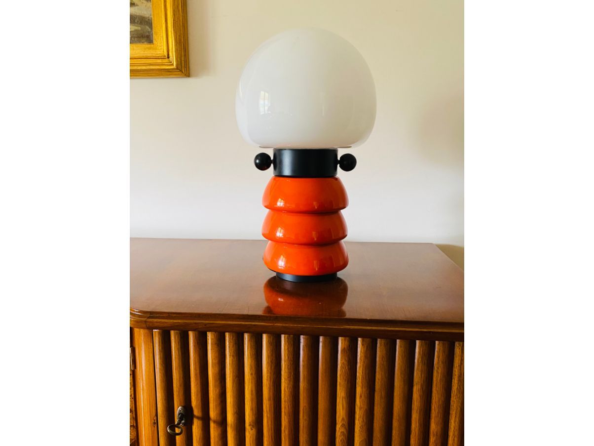 Vintage Tischlampe Orange 70er Jahre Front
