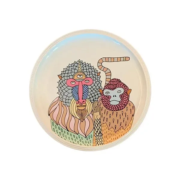 Large Primates plate in decorated ceramic, Bosa image