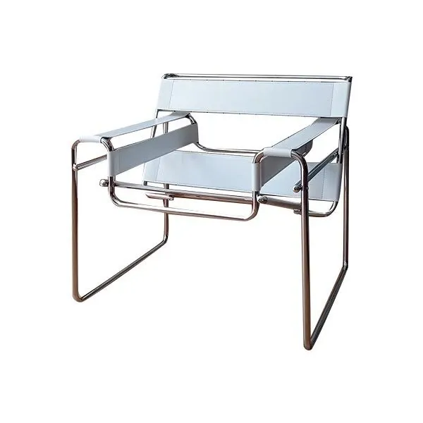 Wassily B3 armchair by Marcel Breuer in leather (white), MDF Italia image