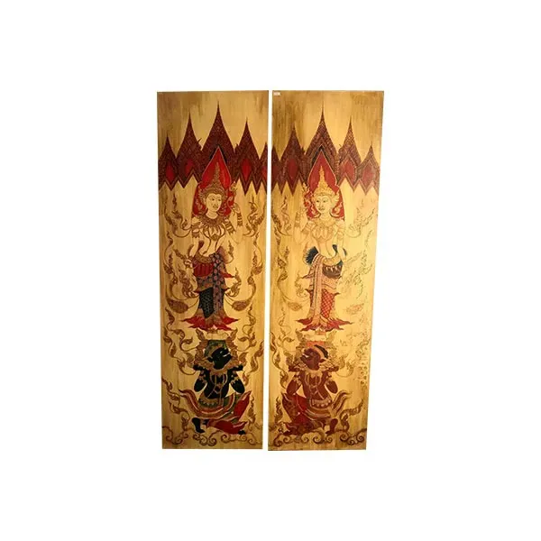 Set of 2 hand-decorated Thai panels, La Maison Coloniale image