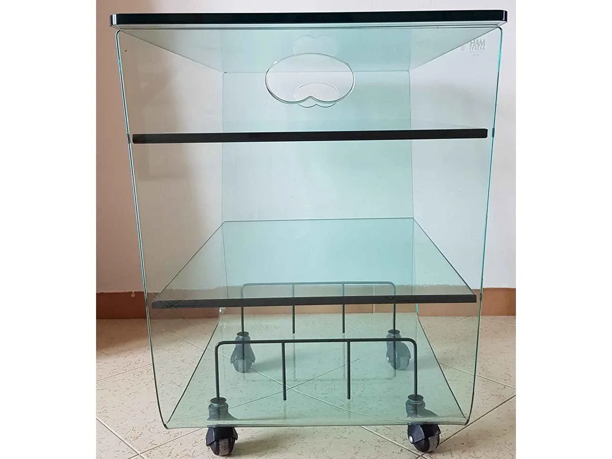 Low table with wheels made of glass, Fiam 1