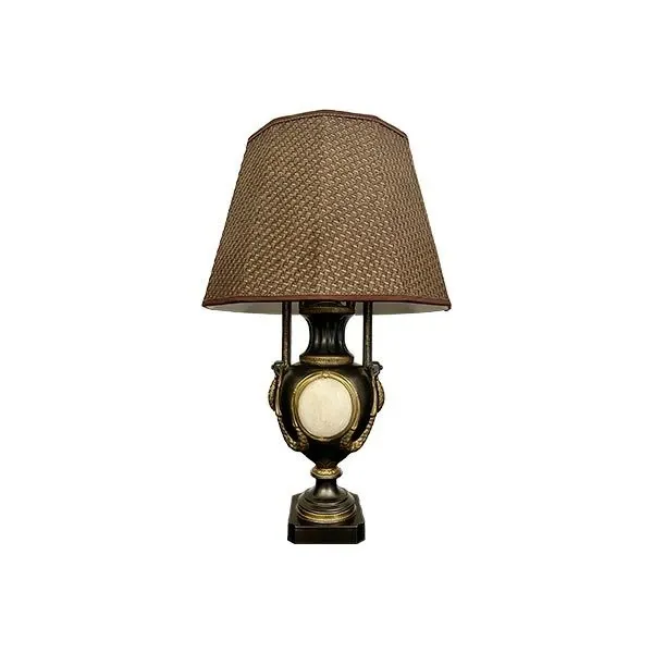 Table lamp in ceramic and woven paper (brown), Patrizia Garganti image