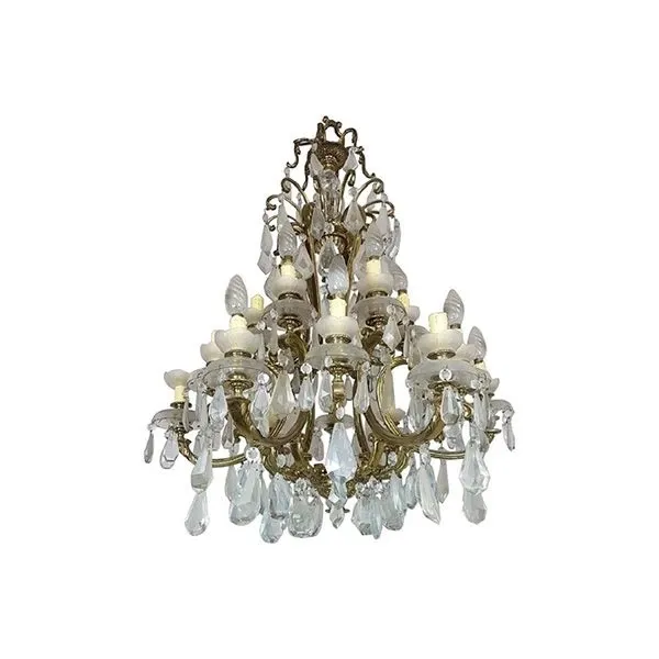 Vintage crystal and bronze chandelier (1800s), image