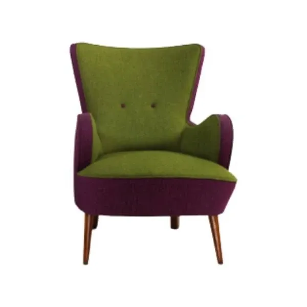 Vintage armchair in wood and piqué cotton (1980s), image