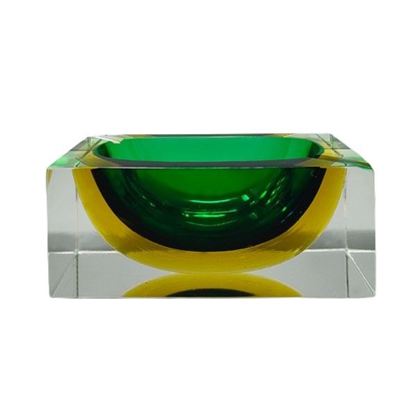 Green and yellow rectangular ashtray (1960s) by Flavio Poli, Seguso image