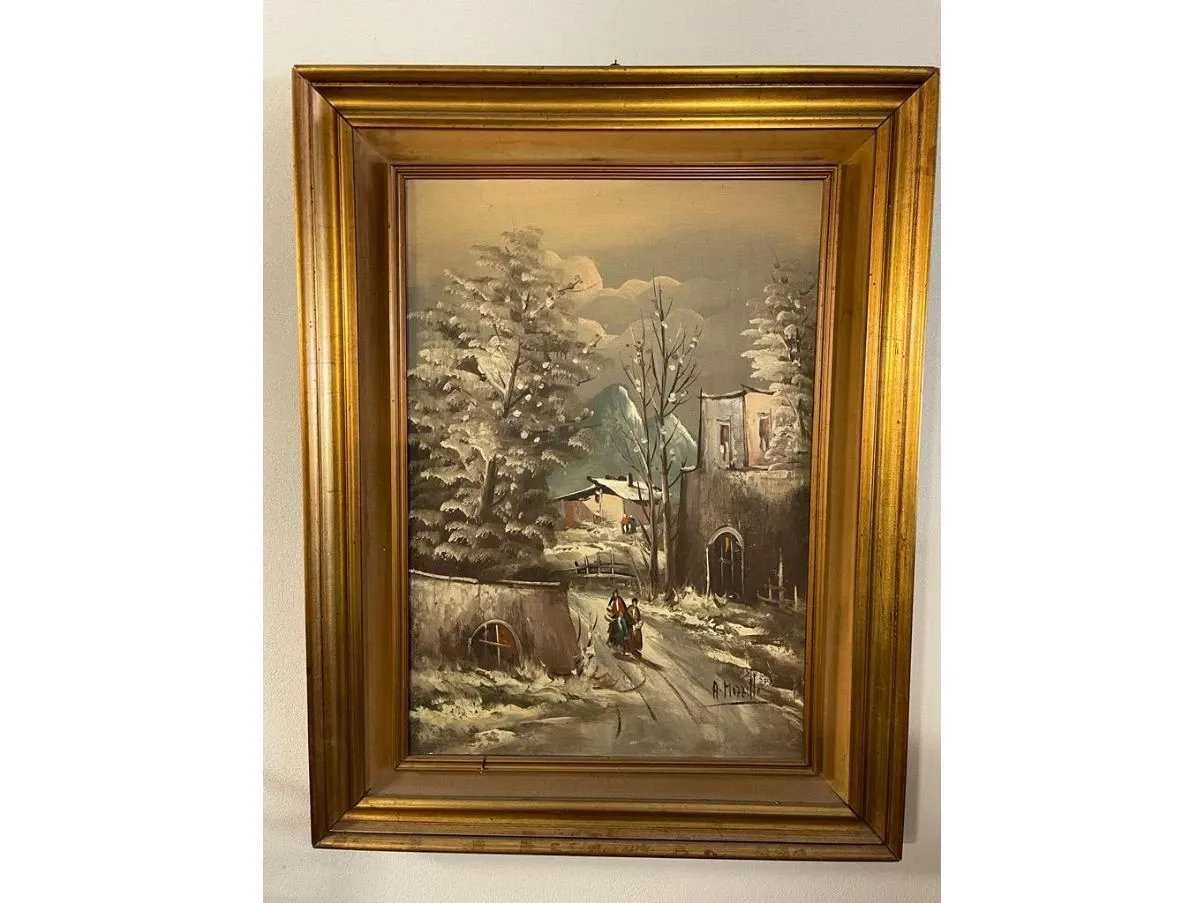 Snowy landscape vintage picture ('900), 3