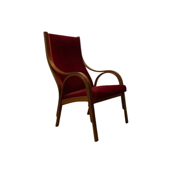 Vintage Cavour armchair in red velvet, image