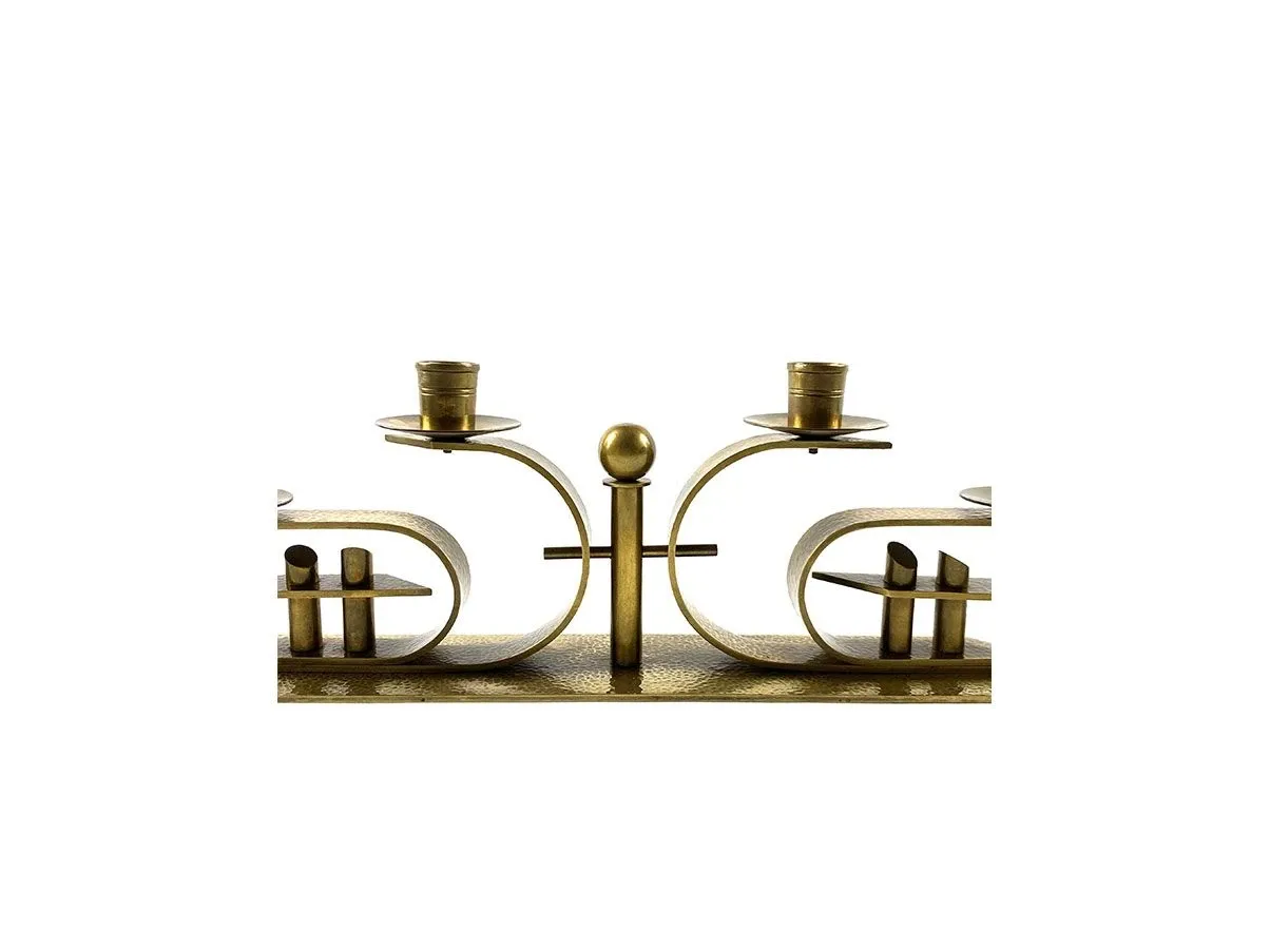 Bauhaus Kerzenhalter aus gehämmeltem Messing (1930er Jahre) 