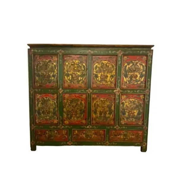 Credenza tibetana  frontale dipinto e inciso a mano image