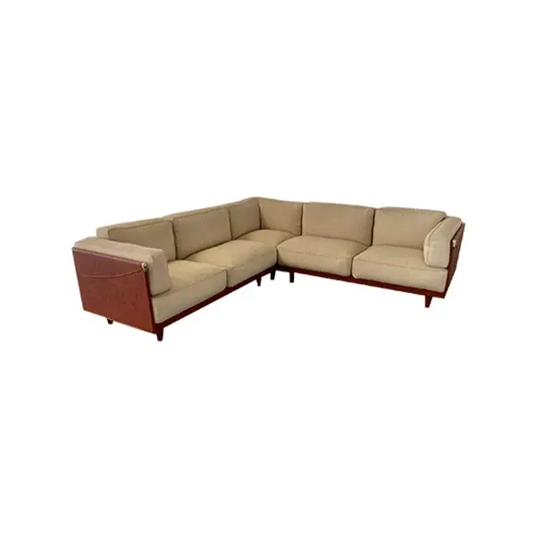 Twice corner sofa in leather and fabric, Poltrona Frau 1