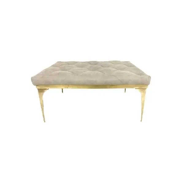 Vintage gray leather and brass bench (1970s), image
