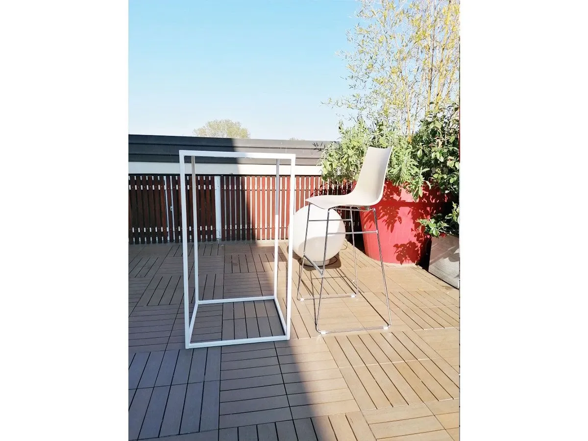 Tavolo alto Quadrello in metallo laccato (bianco) 4