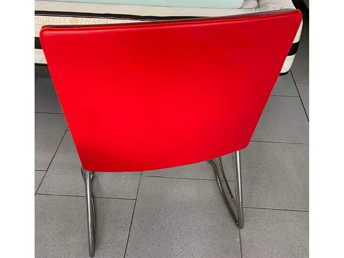 Sedia Red Passion metallo cromato e pelle (rosso), MD Work 3