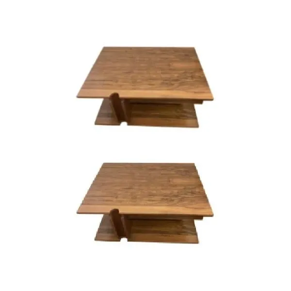 Set of 2 vintage solid wood coffee tables (1980s), image