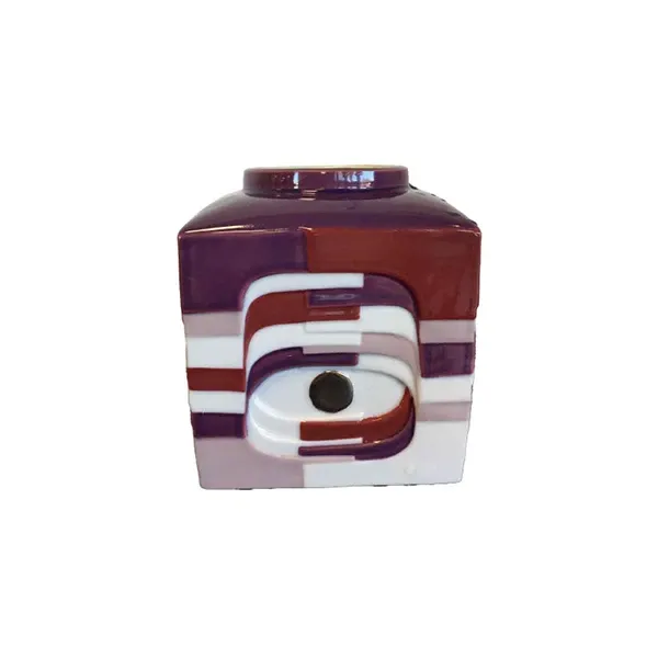 Cubic vase Strati in Spanish porcelain (bordeaux), Lladrò image