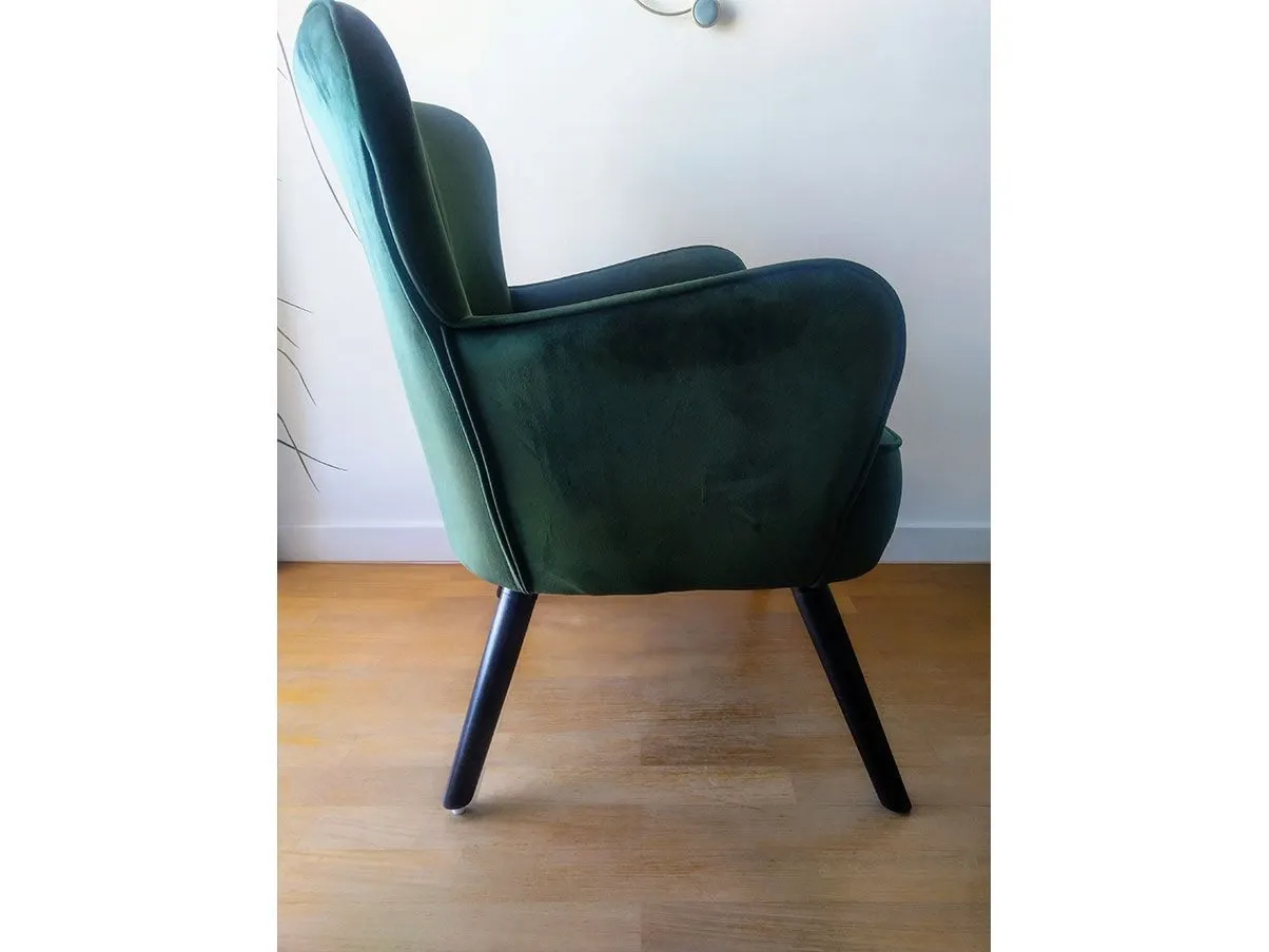 Poltrona Adila con braccioli in velluto (verde), Bizzotto 3